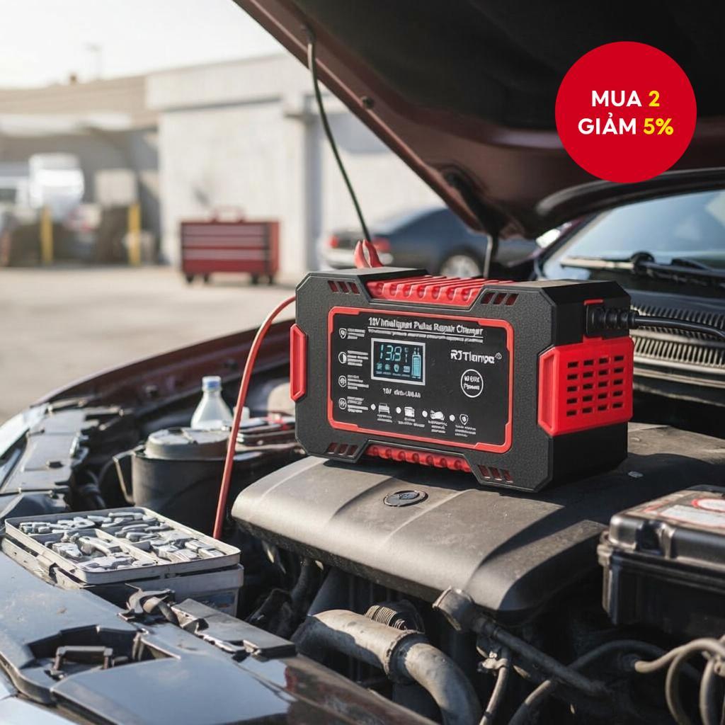 Bộ sạc pin thông minh 12V cho phương tiện từ 4Ah-100Ah có khử sulfat và cảm biến nhiệt độ