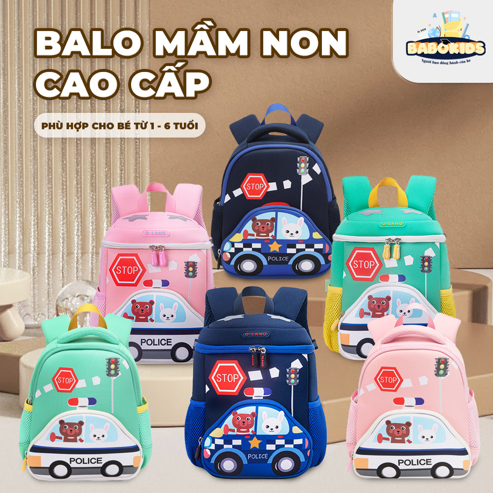 Balo Mầm Non Cho Bé Trai, Balo Olang Đi Lớp Cho Bé Thiết Kế Nắp Trên Form Đứng Siêu Nhẹ