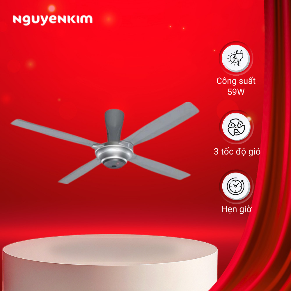 Quạt trần KDK M56PR Bạc - 3 tốc độ gió, sải cánh 140cm, có hẹn giờ