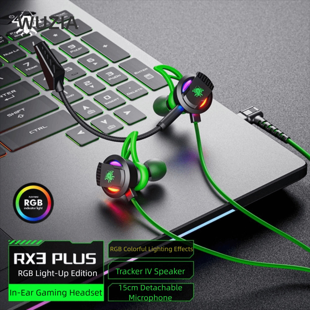 Tai nghe chơi game trong tai WUZIA, Micrô tích hợp 90° Tai nghe có dây cắm góc HiFi, Micro kép TypeC