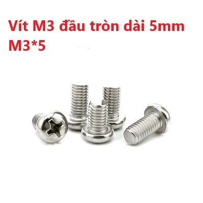 Gói 30 Con - Vít M3 đầu tròn dài 5mm - M3*5, dài 8mm - M3*8, Gói 10 Con - Đai Ốc Lục Giác M3 - đường