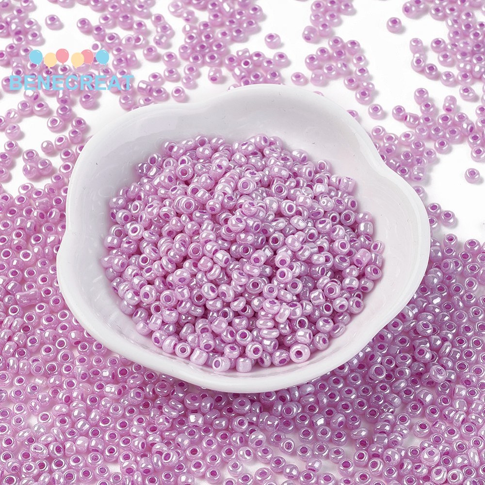 BENECREAT 1 pound Hạt giống thủy tinh Ceylon Tròn Medium Orchid 8 / 0 3mm Lỗ: 1mm khoảng 10000 chiếc