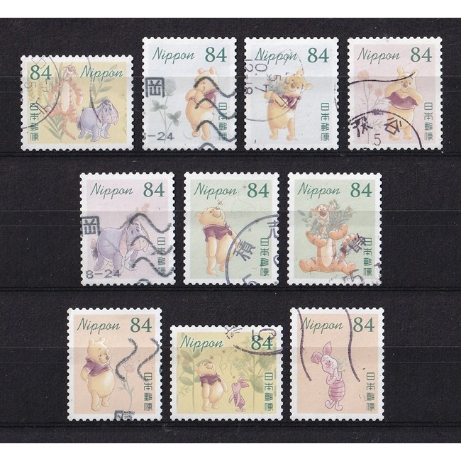 Bộ 10 Tem Bưu Chính Nhật Bản - Gấu Pooh & Những Người Bạn - Disney | Winnie The Pooh & Friends 84yen