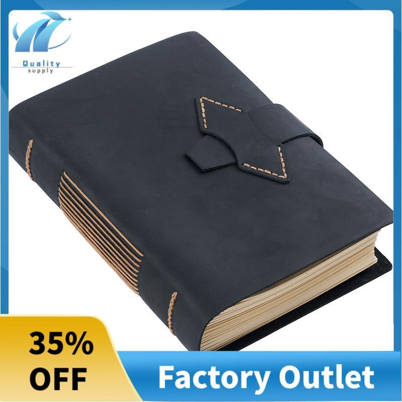 Tuyệt vời A5 Đen Retro Lớp Đầu Tiên Da Bò Handmade Notebook A5 Giấy Nhật Ký Retro Notepad Sketchbook