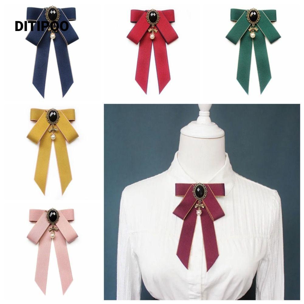 Ditipoo Nơ Trâm Cài, Dây Buộc Nơ Trang Trí Cổ Hợp Kim, Phụ Kiện Trang Sức Kim Cương Giả Pha Lê Bowtie