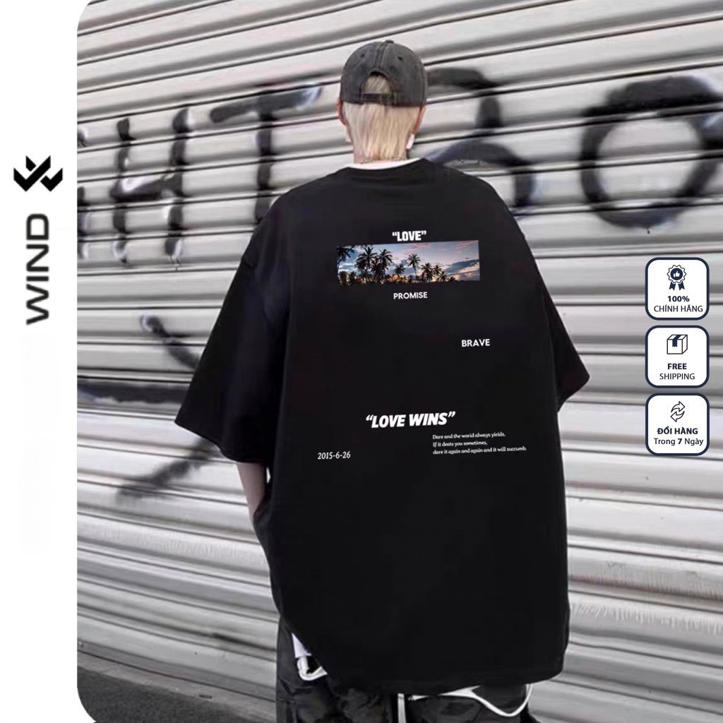 Áo Thun Unisex Wind Clothing Form Rộng Tay Lỡ PROMISE 100% cotton  Mặc Mát, Dễ Phối