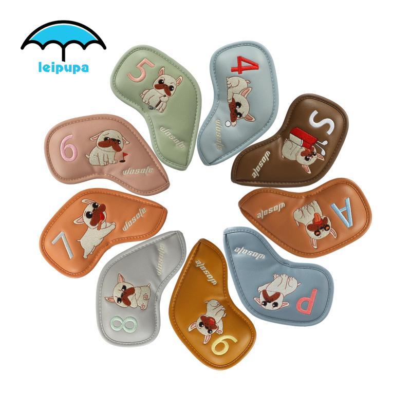 Leipupa 9x Golf Iron Club Head Covers Set Funny Beginners Outdoor Golf Headcover PU Thiết bị dễ thươ