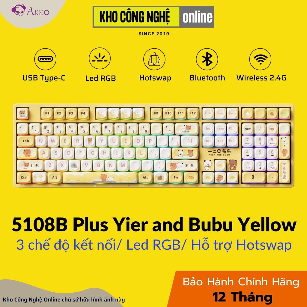 Bàn phím AKKO 5108B Plus Yier and Bubu Yellow (Hàng Chính Hãng)