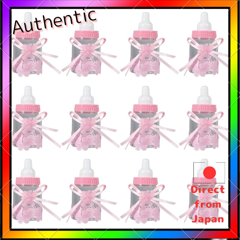 Candy Bottle Storage Container Set, Baby Shower Party Favors, Plastic Candy Jar Box for Girls, 12 Pi