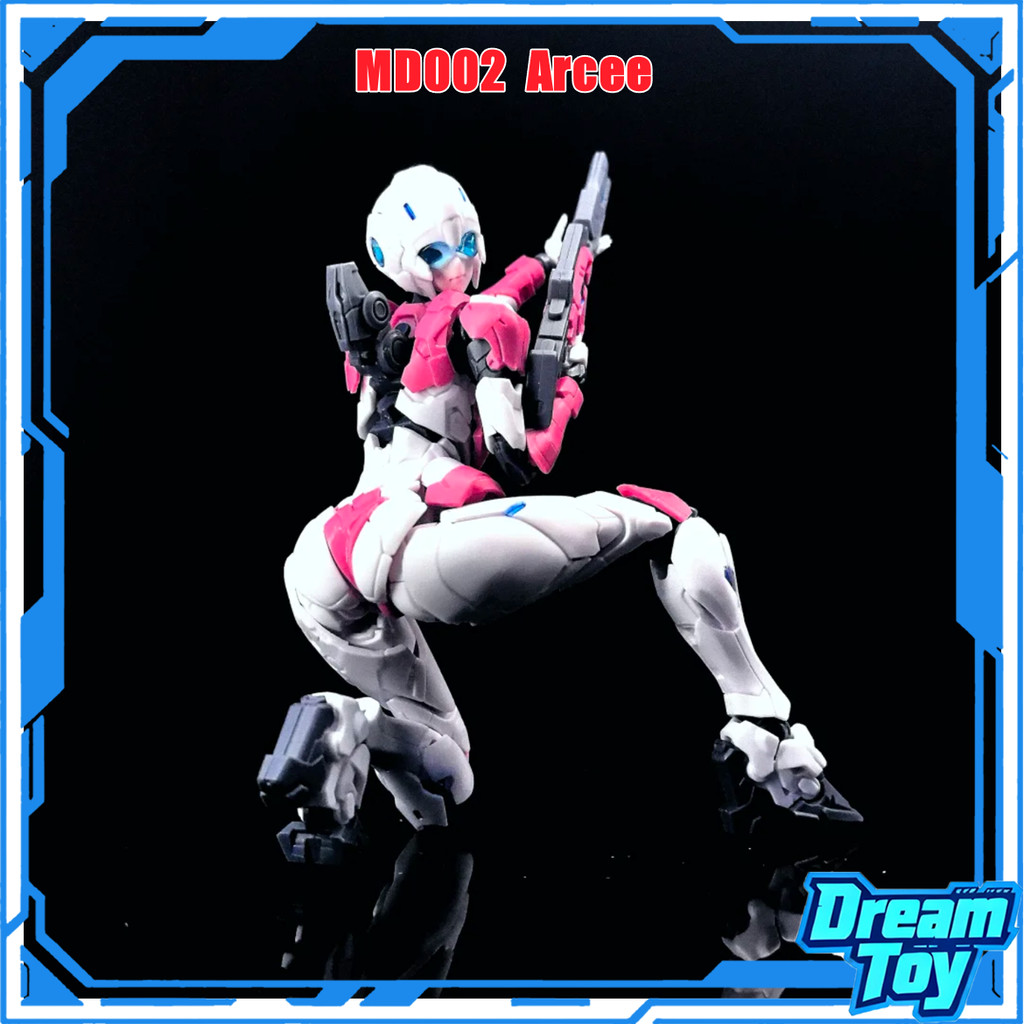 MD002 Arcee Transformers Mecha Girl Model Kit - Bộ lắp ráp hình hành động khớp nối màu hồng và trắng