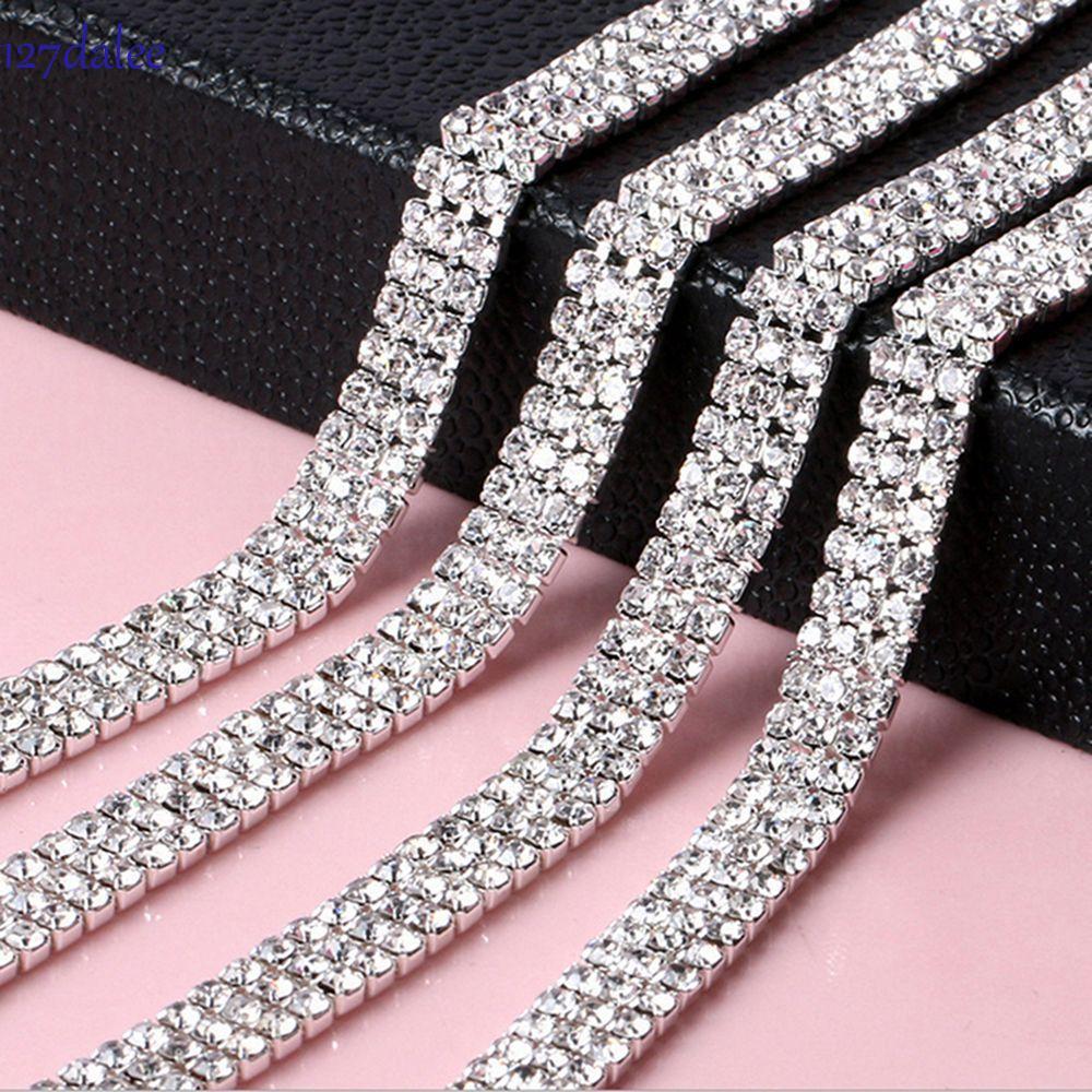 DALEE 1 Yard Clear Applique Silver Chain DIY Sparkling