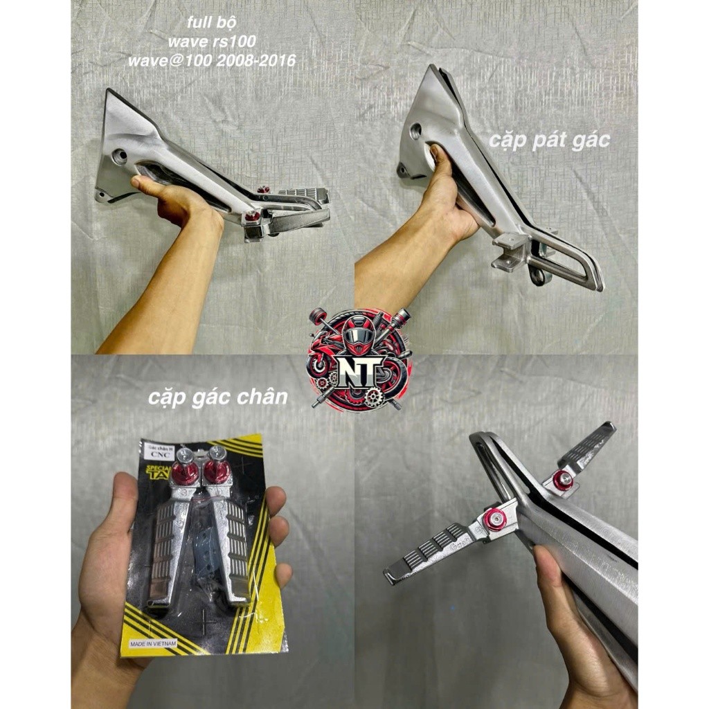 Gác Chân Nhôm Sau Cho Xe Wave RS 100 2008-2016 Wave 50cc From Wave Bụng NT 4