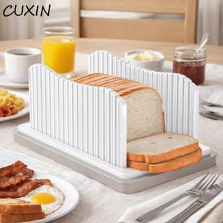 Máy thái bánh mì nướng CUXIN, Chiều rộng có thể điều chỉnh với khay vụn bánh mì Máy thái bánh mì thủ công, Hướng dẫn cắt bánh mì có thể gập lại bằng nhựa gia dụng Phụ kiện làm bánh