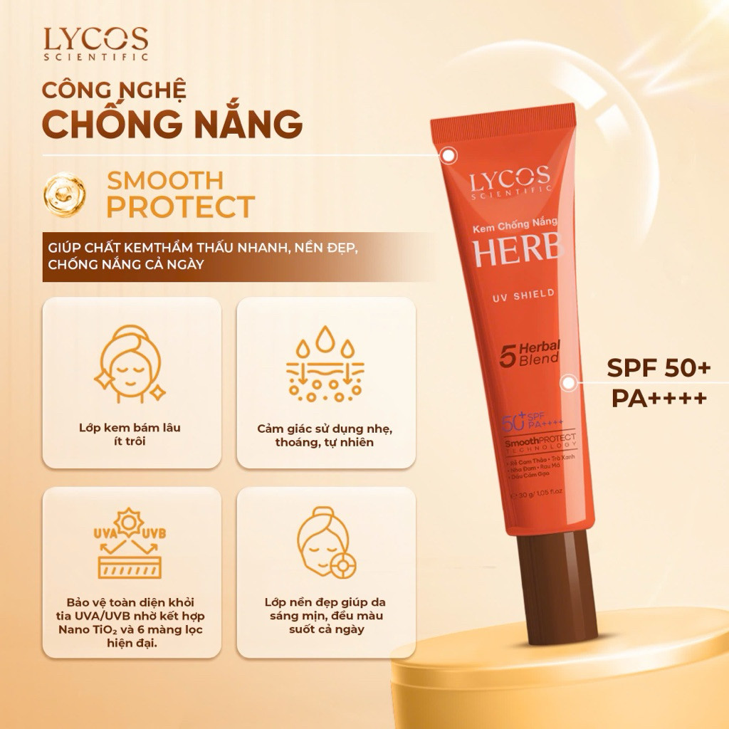 LYCOS CHÍNH HÃNG Kem chống nắng 5 thảo mộc lycos