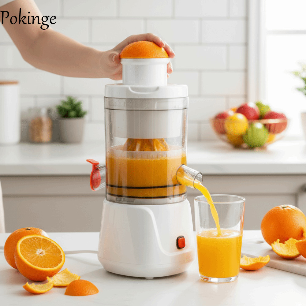 Máy ép trái cây cầm tay POKINGE, Máy ép trái cây tách tự động có thể sạc lại hiệu quả, Máy xay sinh tố ép trái cây tự động đa chức năng có thể sạc lại USB