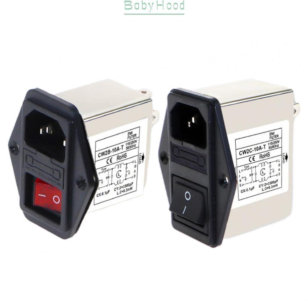 CW2C-T Bộ lọc nguồn ổ cắm IEC 6A 10A CW2B-T 3A 6A 10A Công tắc an toàn nhẹ Kim loại