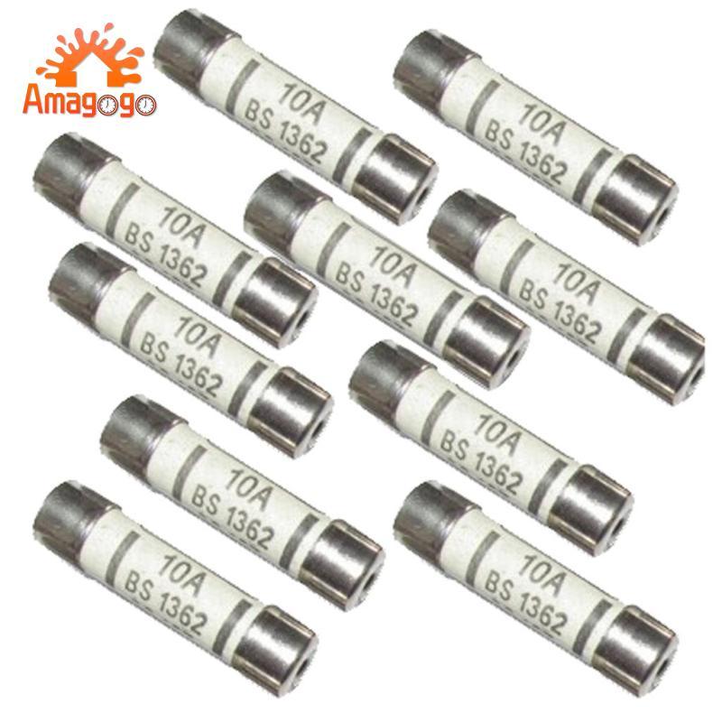 10x Cầu Chì Gốm Cầu Chì Ống BS1362 10A Phích Cắm Anh Linh Kiện Điện Tử