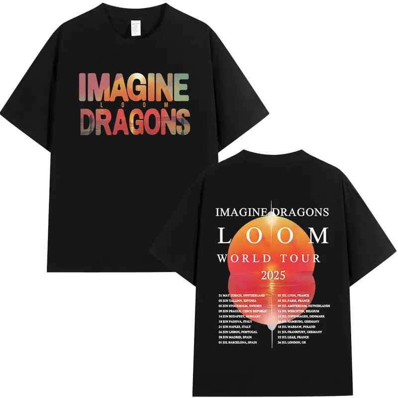 Imagine Dragons Rock Band Áo Thun Loom World Tour Dành Cho Nam Nữ Cotton Tay Ngắn Dạo Phố Thời Trang