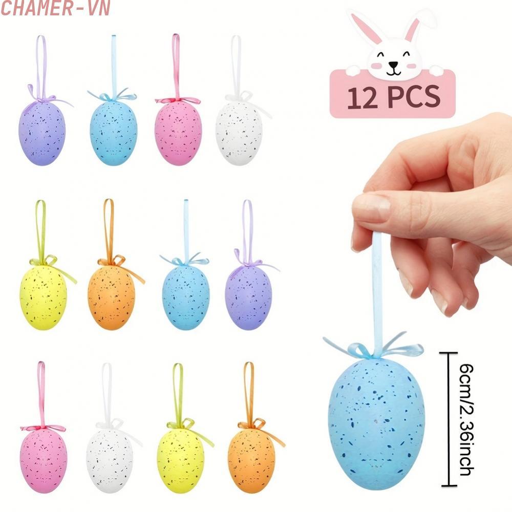 【CHAMER】Easter 6CM Colorful Spotted Plastic Eggs 12 Pack Hanging Decorations for Party【HomeLiving】
