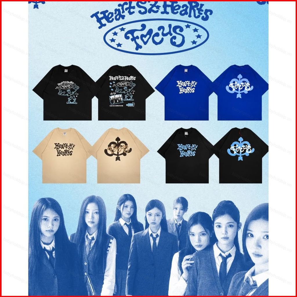 Áo thun ngắn tay HEARTS2HEARTS dành cho fan K-pop với hình ảnh Jiwoo, Carmen, Yuha và Stella