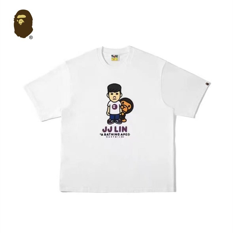BAPE Ape Head × JJ Lin Street Style Áo thun nam 100% Cotton cỡ lớn