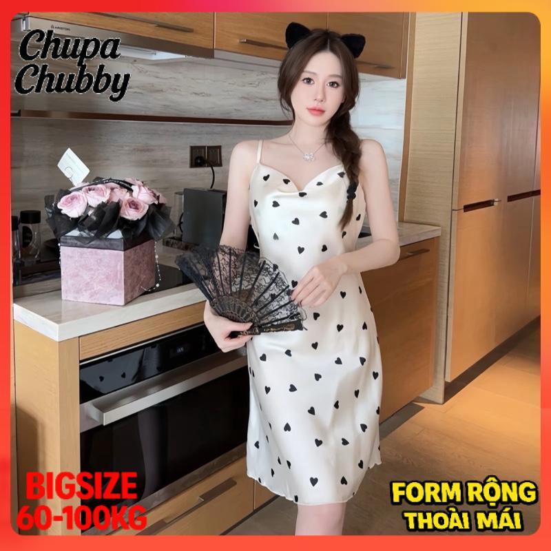 [BIGSIZE 55-100kg]|VẢI TRUNG| Đầm váy hoạ tiết [ Cỗ đỗ] Không kèm chip đồ ngủ bigsize 55-100kg