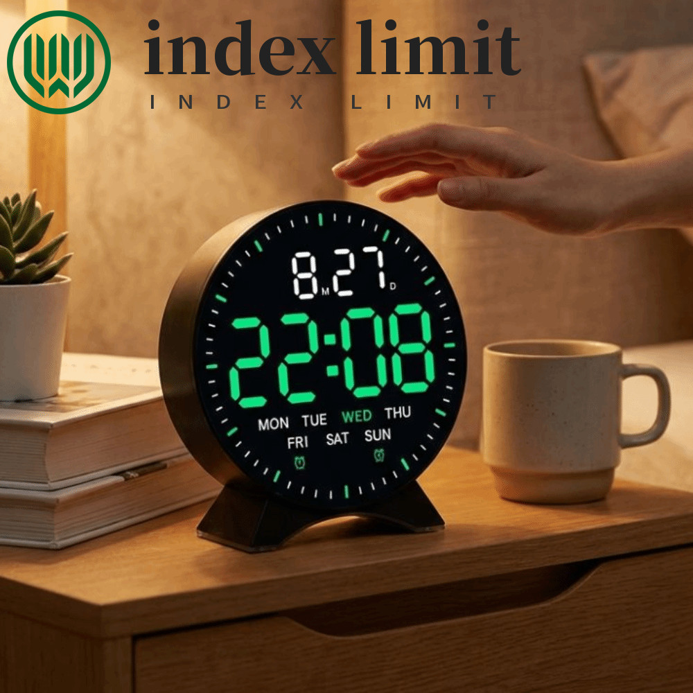 Đồng hồ báo thức kỹ thuật số LED GIỚI HẠN INDEX, Đồng hồ điện tử độ phân giải cao hiển thị 12 / 24H,