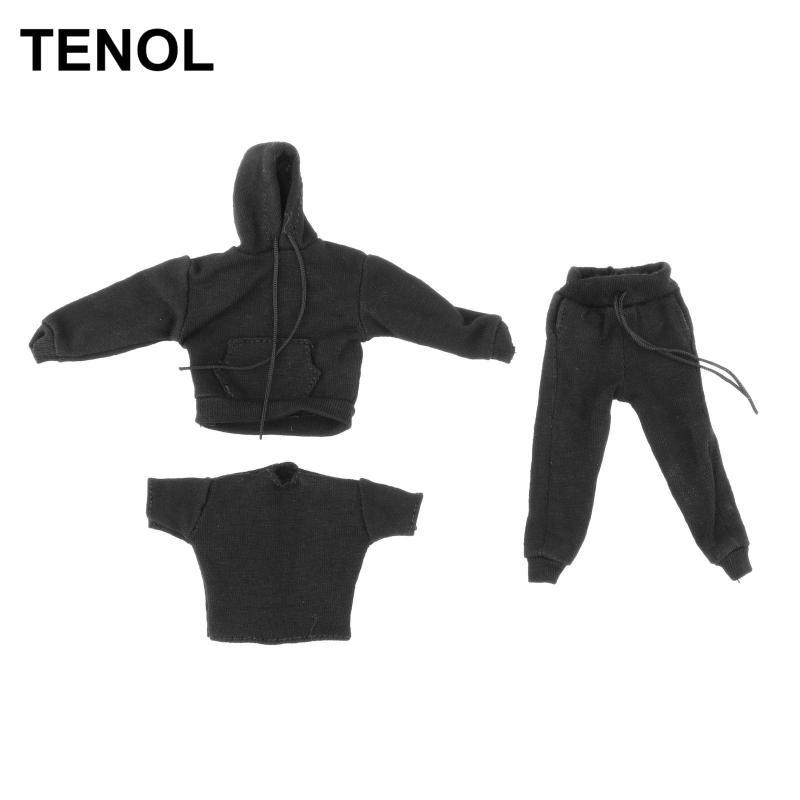Quần áo tỷ lệ 1: 12 Bộ đồ thể thao Quần áo nam nữ cho 6 "Đen 12in.