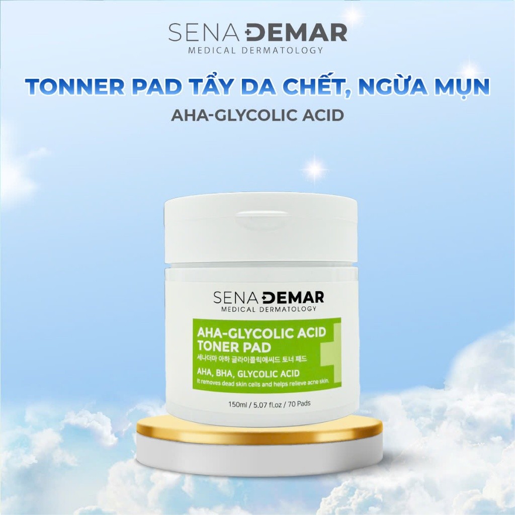 (Hàng công ty) Toner pad Sena demar AHA-glycolic acid toner pad 150ml - hạn 2028 Hàn Quốc toner pad 