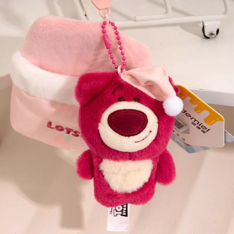 Strawberry Bear Pendant, Ham Pig Three-Eyed Boy Keychain, Birthday Gift, Girl's Bag Ornament