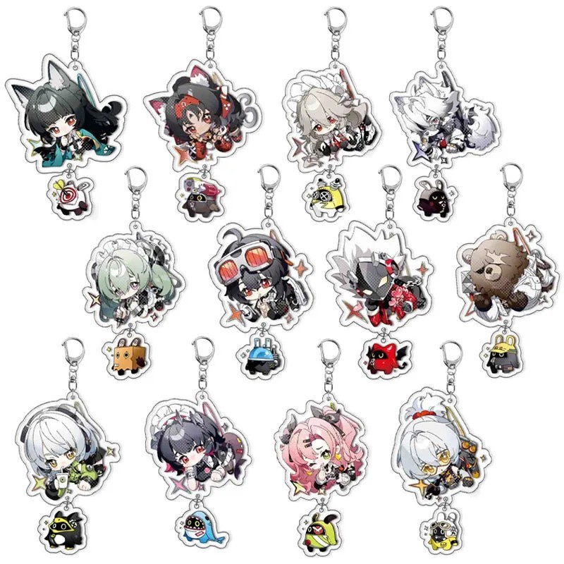 Móc khóa Zenless Zone Zero ZZZ Nekomiya Mana Ellen Joe Acrylic Chibi Hình Mica Phụ Kiện Treo Balo Tú