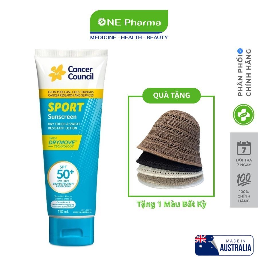 Kem Chống Nắng Cho Hoạt Động Thể Thao Cancer Council Sport Sunscreen SPF50+ - 110ml