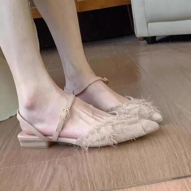 Zelia-2025 Mùa Hè Pháp Thoải Mái Ngón Chân-Cover Giày Khóa Phẳng Giày Đế Bằng Thấp Cổ Tích Phong Các