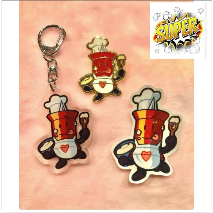 MÓC KHOÁ  BFDI Chef Pin Enamel Pin, Acrylic Keychain, and Holographic Vinyl Sticker - object show