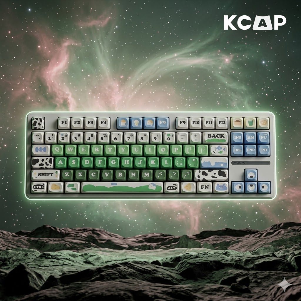 Keycap Low Profile Green Farm Cute PBT 138/158 phím | KCRAFT - World of keycaps