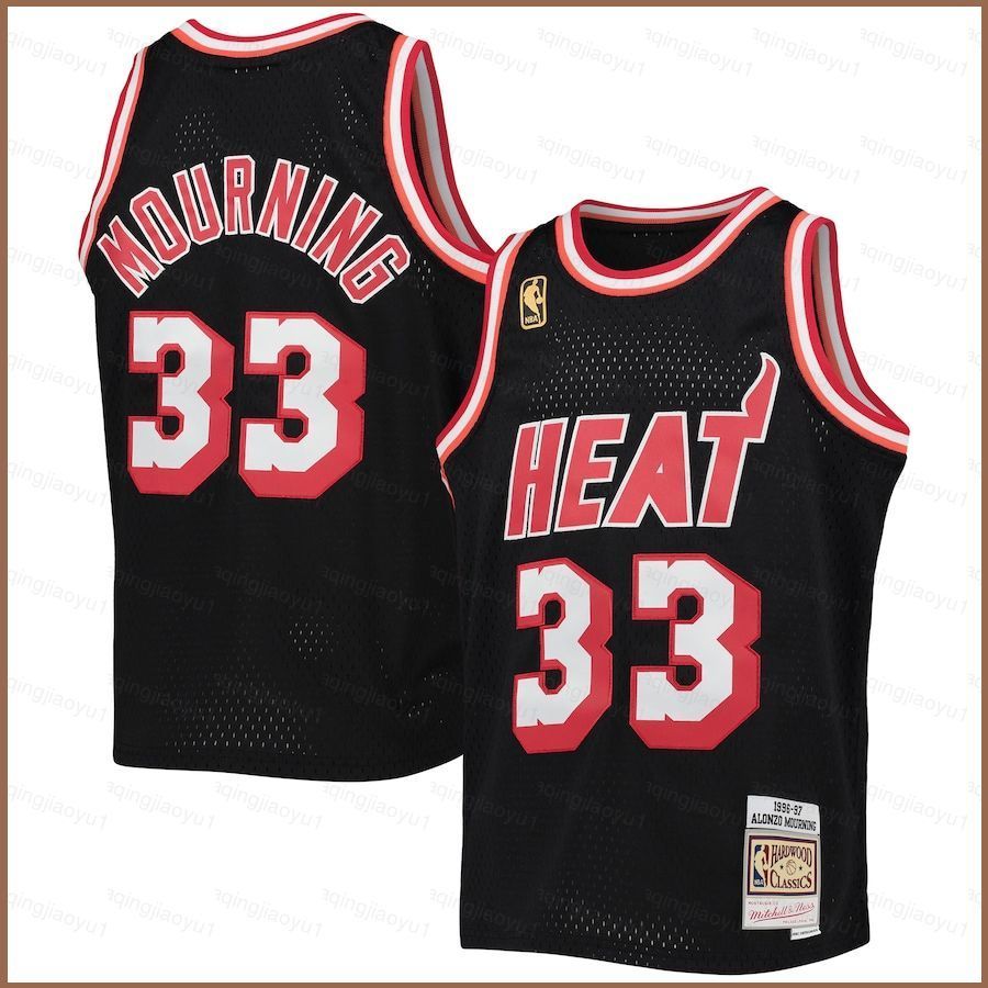 Áo Jersey Retro Alonzo Mourning Miami Heat Màu Đen - Phù Hợp Unisex Plus Size