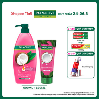 Bộ đôi Dầu gội Palmolive 600ml và Dầu xả 180ml chiết xuất thiên nhiên cho tóc mềm mượt, lưu hương dài lâu