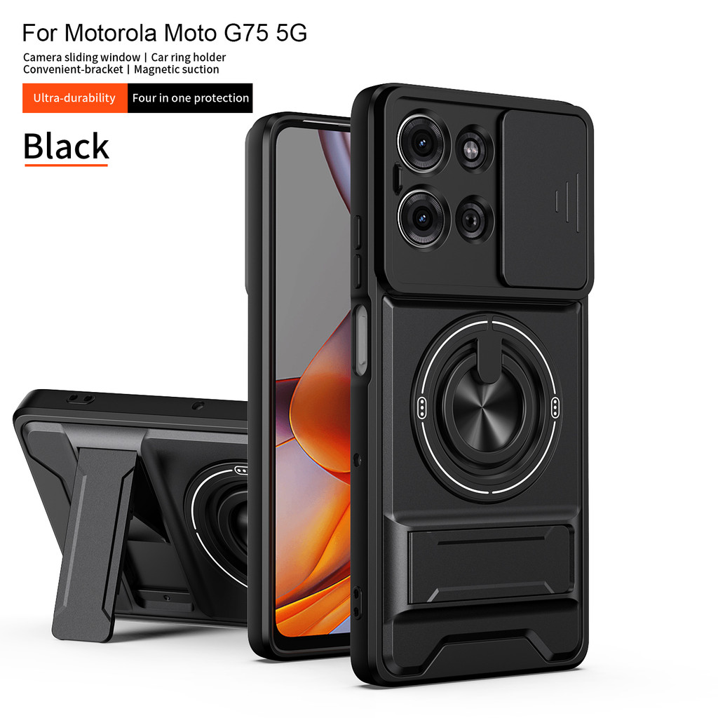 Ốp lưng Chống Sốc Từ Tính Cho Motorola G75 G77 G67 5G Sạc Không Dây Ốp Điện Thoại Có Vòng Giá Đỡ Điệ