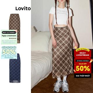 Lovito Váy Preppy Váy xẻ hai lớp kẻ sọc dành cho nữ L58AD073 (Nhiều màu)