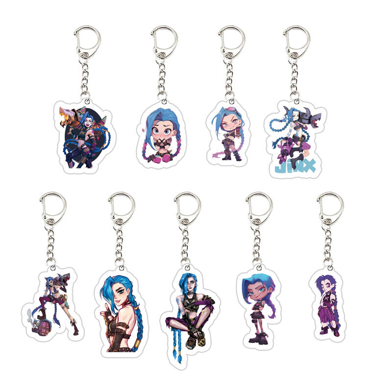 Acrylic Jinx Arcane Keychain KeyRing for Accessories Bag Jinx Pendant Keyring Key chain Jewelry Fans