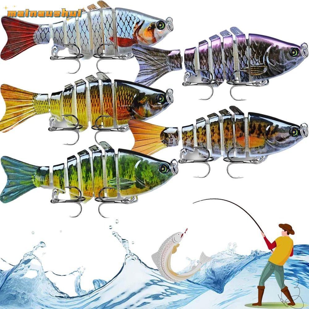 Mồi câu cá bơi bionic Mainaushui 10cm, 7 đoạn - Tạo hình nhựa bionic dành cho mọi loại cá