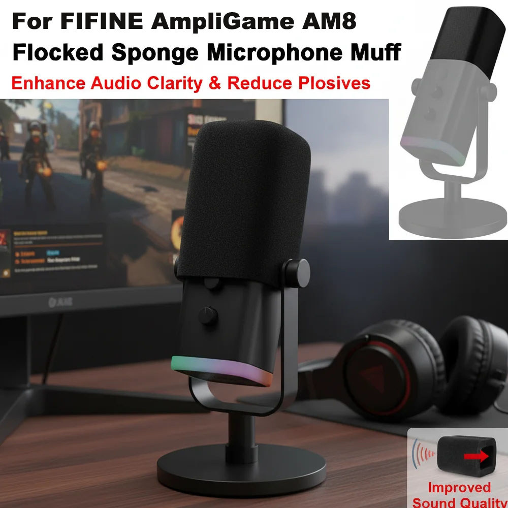 Kính chắn gió micro xốp cho Micrô USB FIFINE AmpliGame AM8 để ghi âm, podcast, Vỏ gió Mic Pop Lọc