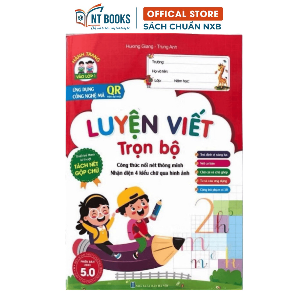 Sách - Vở Luyện Viết Trọn Bộ- Hành Trang Vào Lớp 1 - Ứng Dụng Công Nghệ Mã QR Hiện Đại Nhất 5.0 - Na