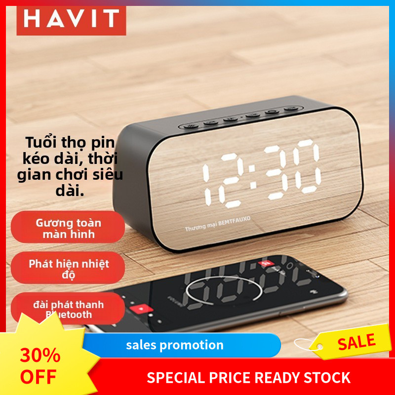 Đồng hồ báo thức máy tính để bàn Hewitt M3 Âm thanh Gương đài phát thanh gia đình Đồng hồ không dây 