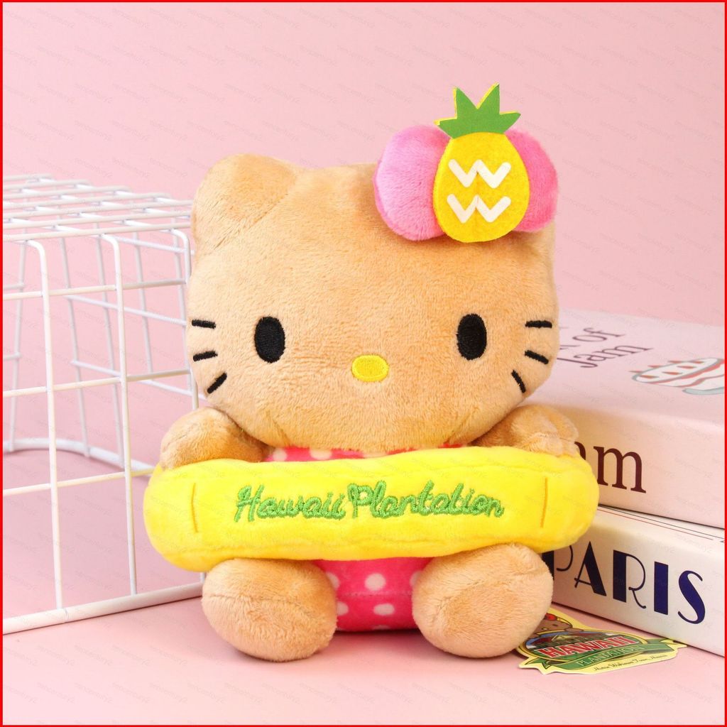 GC Sanrio Hello Kitty Plushie Dễ Thương Hawaii Da Đen Dứa Sang Trọng Túi Cotton Quyến Rũ