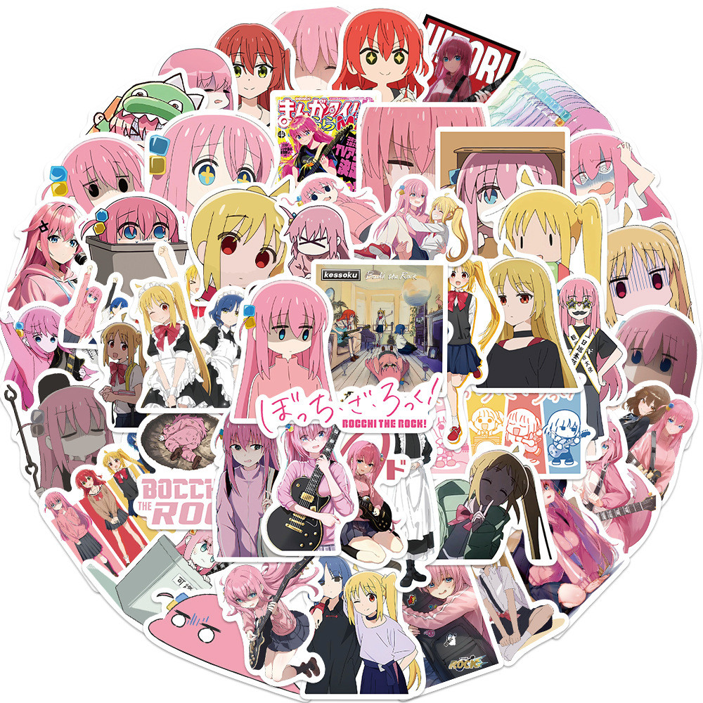 Bộ Sticker BOCCHI THE ROCK Hình Dán Chống Nước Nhãn Dán Tem Dán Graffiti Nhật Bản Anime Cho Trẻ, 50 