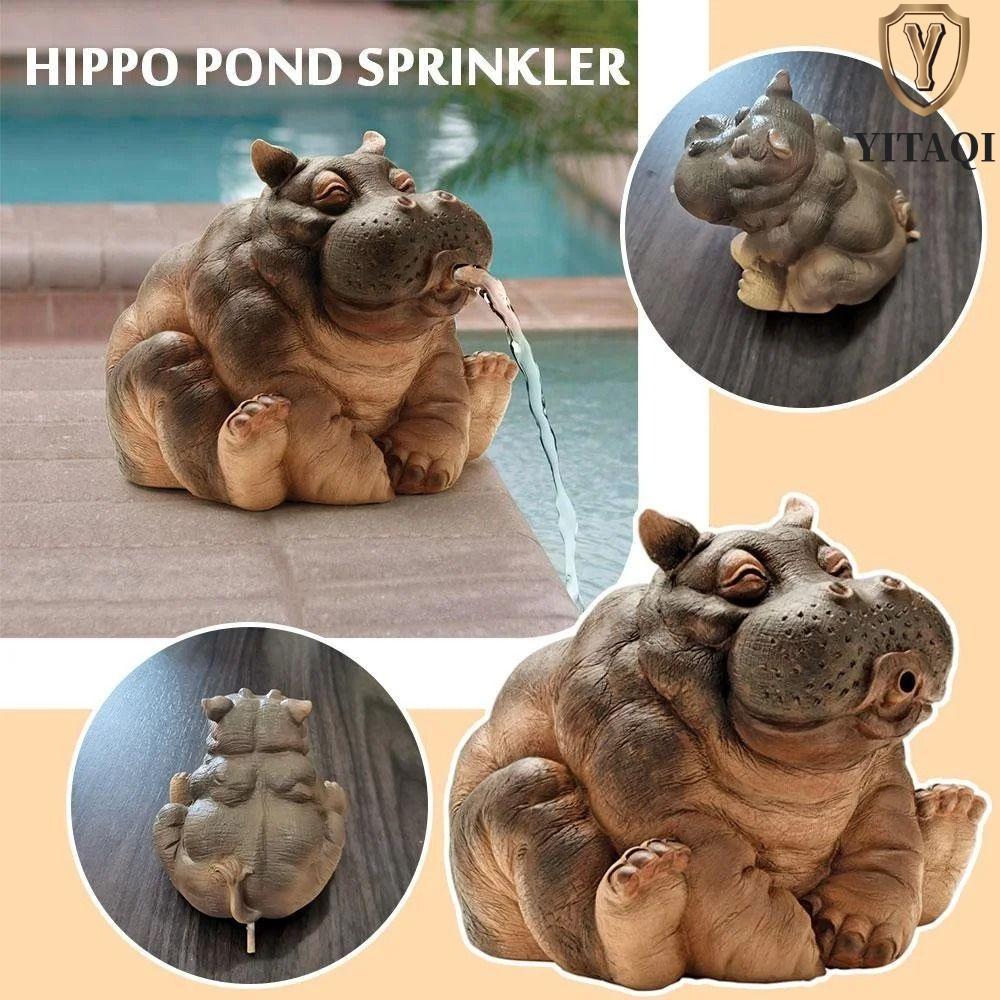 Tượng Vườn YITAQI Hippo, Nhựa Thực Tế Hippo Pond Spritter Tượng, Hippo Trang Trí Dễ Thương Mô Phỏng 