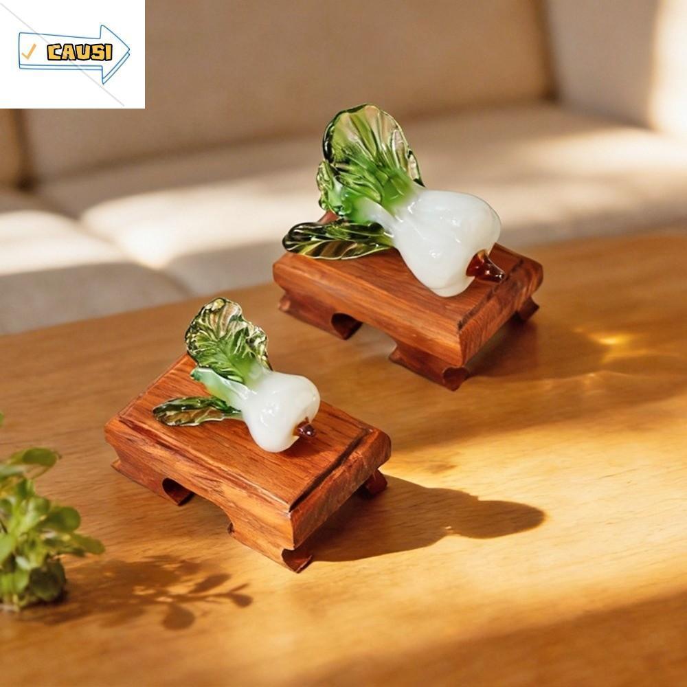 Trang trí bàn làm việc pha lê CAUSI, Thiết kế thịnh vượng Bok Choy Shape Glass Bok Choy, Kính thổi t