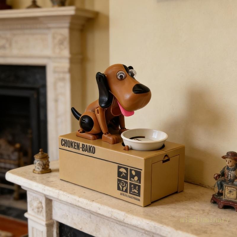 IVY Fun Dog Steal Coin Piggy Banks có nắp truy cập dễ dàng Robot tổ chức tiền để trang trí nhà cửa v