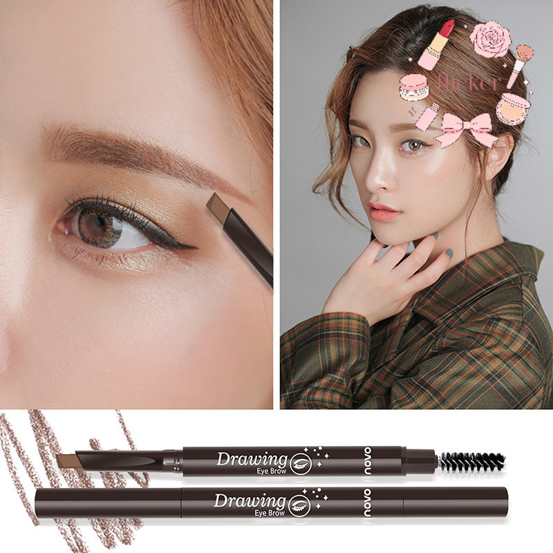 🎨Bút chì kẻ mày không thấm nước, tam giác, có bàn chải và xoay mở khoá